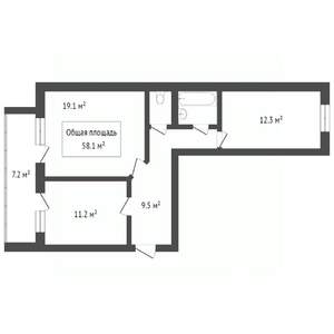 2-к квартира, вторичка, 58м2, 13/14 этаж