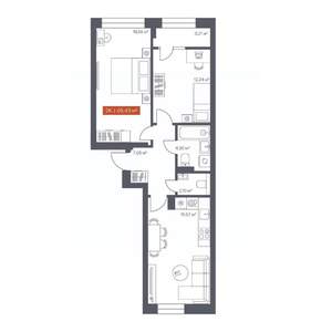 2-к квартира, вторичка, 65м2, 4/7 этаж