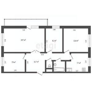 4-к квартира, вторичка, 70м2, 9/9 этаж