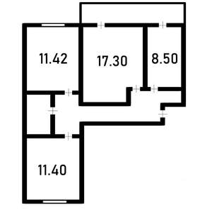 3-к квартира, вторичка, 80м2, 7/17 этаж