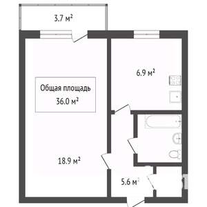 1-к квартира, вторичка, 36м2, 5/9 этаж
