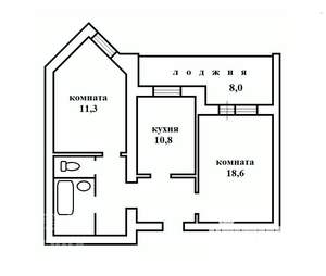 2-к квартира, вторичка, 56м2, 2/10 этаж