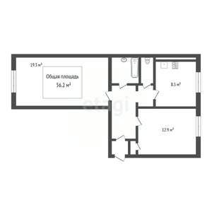 2-к квартира, вторичка, 56м2, 2/4 этаж