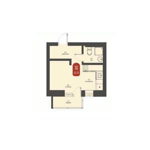 1-к квартира, строящийся дом, 22м2, 15/23 этаж