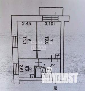 2-к квартира, вторичка, 38м2, 4/5 этаж
