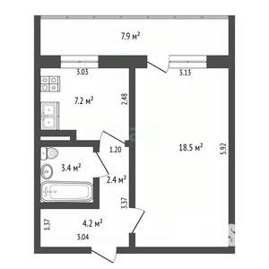 1-к квартира, вторичка, 40м2, 2/10 этаж