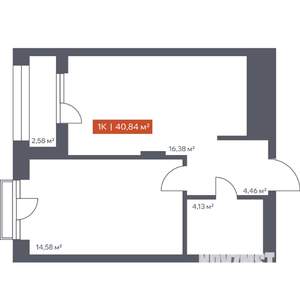 1-к квартира, вторичка, 41м2, 8/10 этаж
