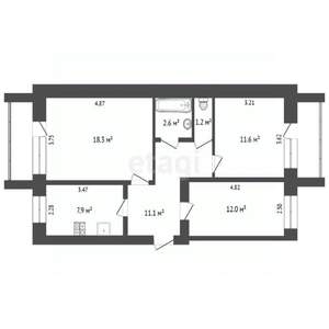 3-к квартира, вторичка, 65м2, 2/6 этаж