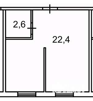 1-к квартира, вторичка, 25м2, 1/2 этаж
