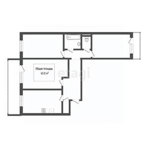 3-к квартира, вторичка, 65м2, 9/9 этаж