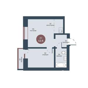 2-к квартира, вторичка, 43м2, 7/7 этаж