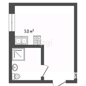 Студия квартира, вторичка, 12м2, 1/2 этаж