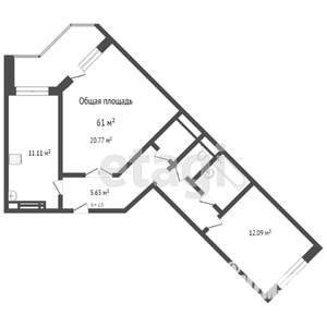 2-к квартира, вторичка, 62м2, 17/17 этаж
