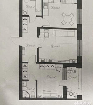 2-к квартира, вторичка, 63м2, 6/9 этаж