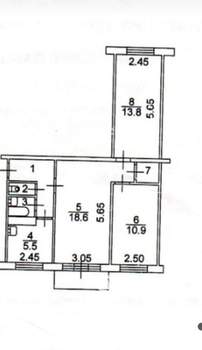 3-к квартира, вторичка, 59м2, 5/5 этаж