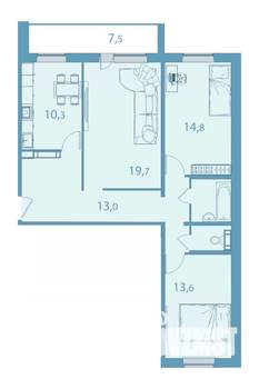 3-к квартира, вторичка, 80м2, 15/17 этаж