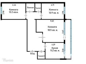 3-к квартира, вторичка, 75м2, 8/10 этаж