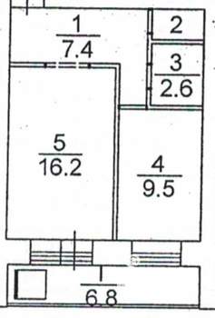 1-к квартира, вторичка, 43м2, 13/15 этаж