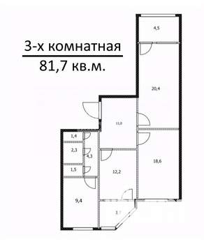 3-к квартира, вторичка, 82м2, 1/10 этаж