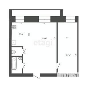 2-к квартира, вторичка, 60м2, 8/9 этаж