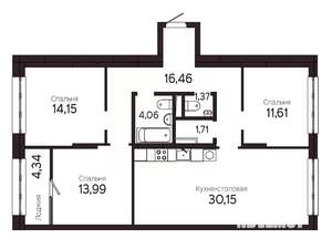 3-к квартира, вторичка, 96м2, 3/22 этаж