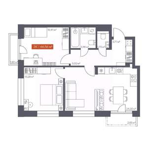 2-к квартира, вторичка, 67м2, 4/10 этаж