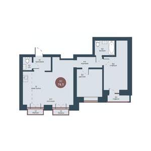 3-к квартира, строящийся дом, 79м2, 4/7 этаж