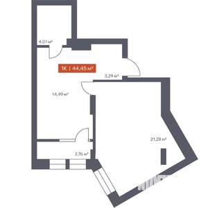 1-к квартира, строящийся дом, 44м2, 3/30 этаж