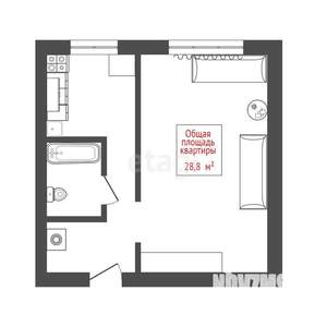 1-к квартира, вторичка, 29м2, 4/5 этаж