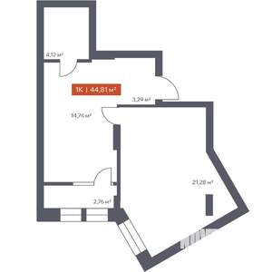 1-к квартира, вторичка, 45м2, 2/7 этаж