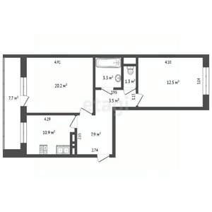 2-к квартира, вторичка, 60м2, 3/17 этаж