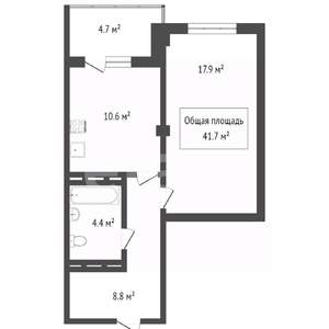 1-к квартира, вторичка, 42м2, 11/16 этаж
