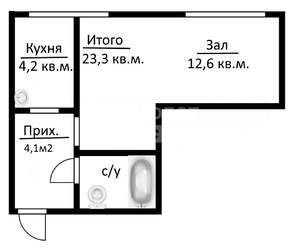 1-к квартира, вторичка, 23м2, 5/5 этаж