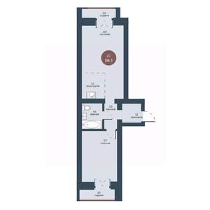 2-к квартира, строящийся дом, 56м2, 3/7 этаж