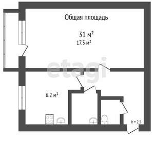 1-к квартира, вторичка, 31м2, 4/5 этаж