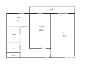 2-к квартира, вторичка, 54м2, 9/9 этаж