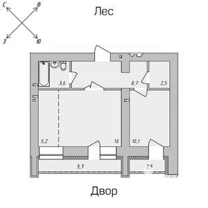 1-к квартира, строящийся дом, 50м2, 5/9 этаж