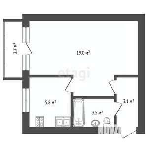 1-к квартира, вторичка, 30м2, 3/5 этаж