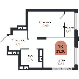 1-к квартира, вторичка, 31м2, 16/26 этаж