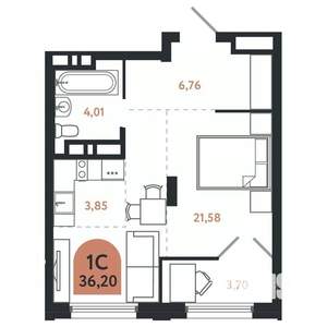 Студия квартира, вторичка, 36м2, 26/26 этаж