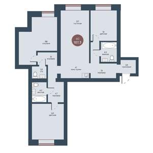 4-к квартира, вторичка, 107м2, 1/7 этаж