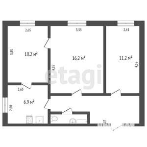 3-к квартира, вторичка, 54м2, 2/3 этаж