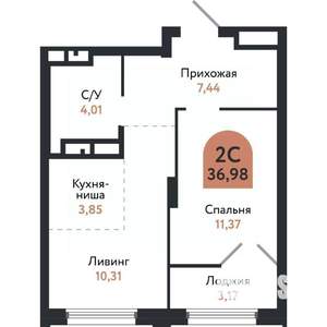 2-к квартира, вторичка, 37м2, 23/26 этаж