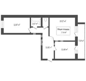 3-к квартира, вторичка, 60м2, 11/14 этаж