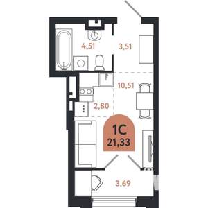 Студия квартира, вторичка, 21м2, 14/26 этаж