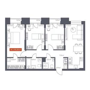 3-к квартира, вторичка, 90м2, 4/30 этаж