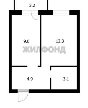 1-к квартира, вторичка, 29м2, 1/7 этаж