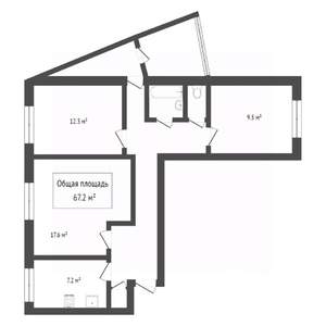 3-к квартира, вторичка, 67м2, 10/10 этаж