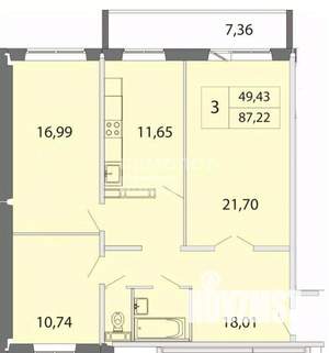 3-к квартира, вторичка, 86м2, 2/17 этаж