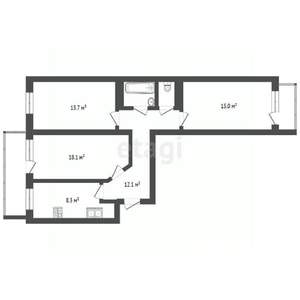 3-к квартира, вторичка, 70м2, 3/9 этаж